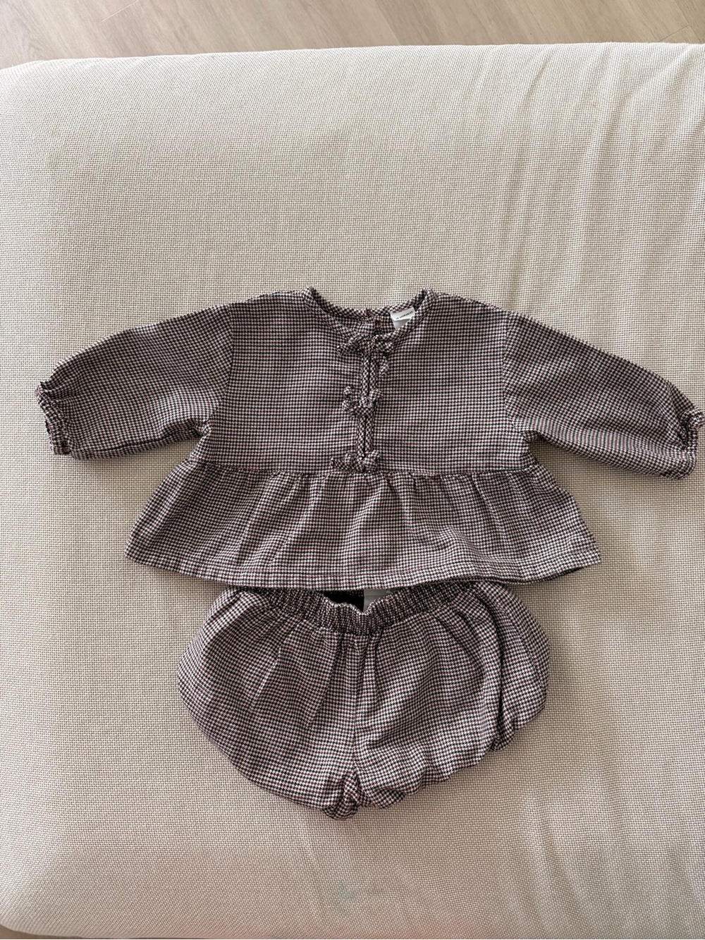 H&M Adorables Brown Gingham Peplum Top & Bloomers Set